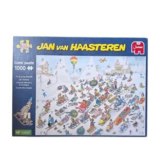 Jan van Haasteren Its All Going Downhill 1000 Piece Comic Puzzle Jumbo